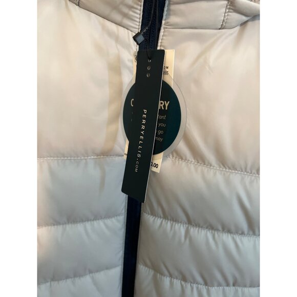 Perry Ellis Water Resistant Puffer Jacket Hood Vapor Blue Gray Size Large NWT - Picture 5 of 6